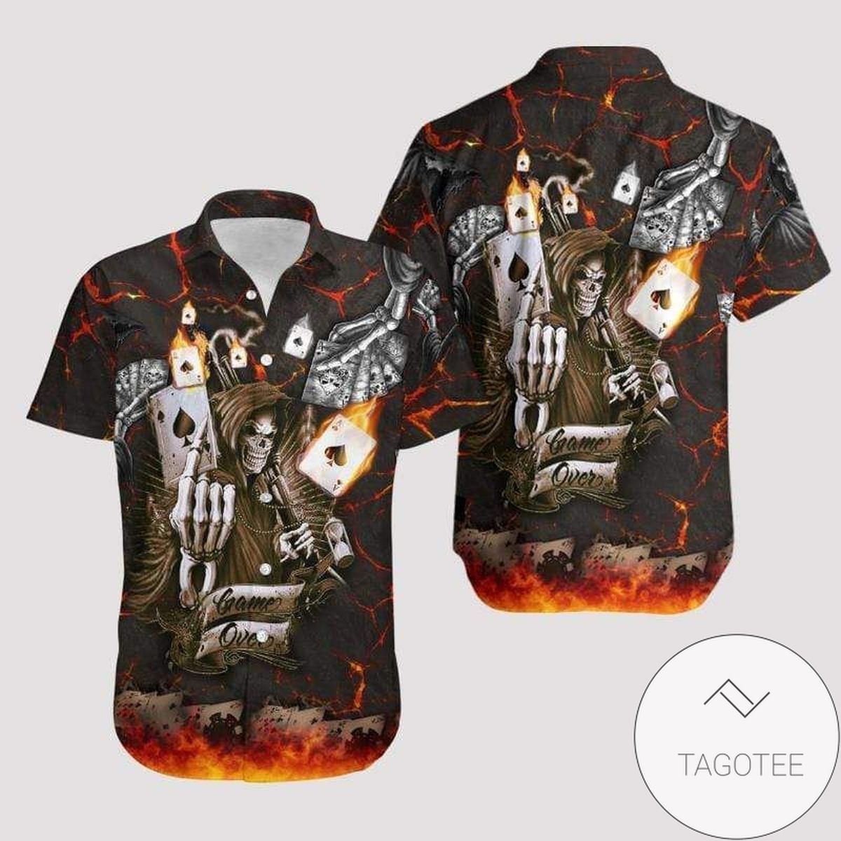 Skull Game Of Cards Design Elegance Hawaiian Shirt Tropical Collection
