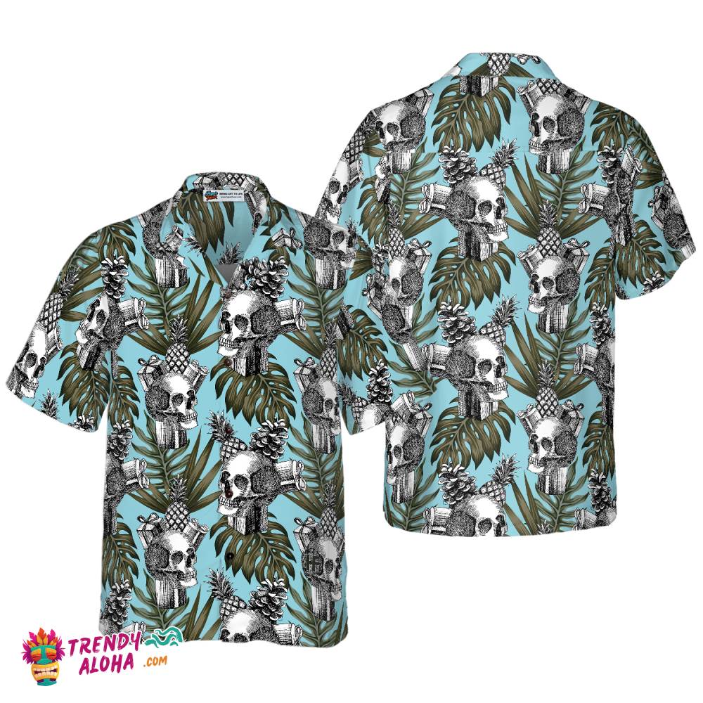 Skull Gift Pine Apple Cone Tropical Hawaiian Shirt Skull Gift Pine Apple Cone Tropical Hawaiian Shirt