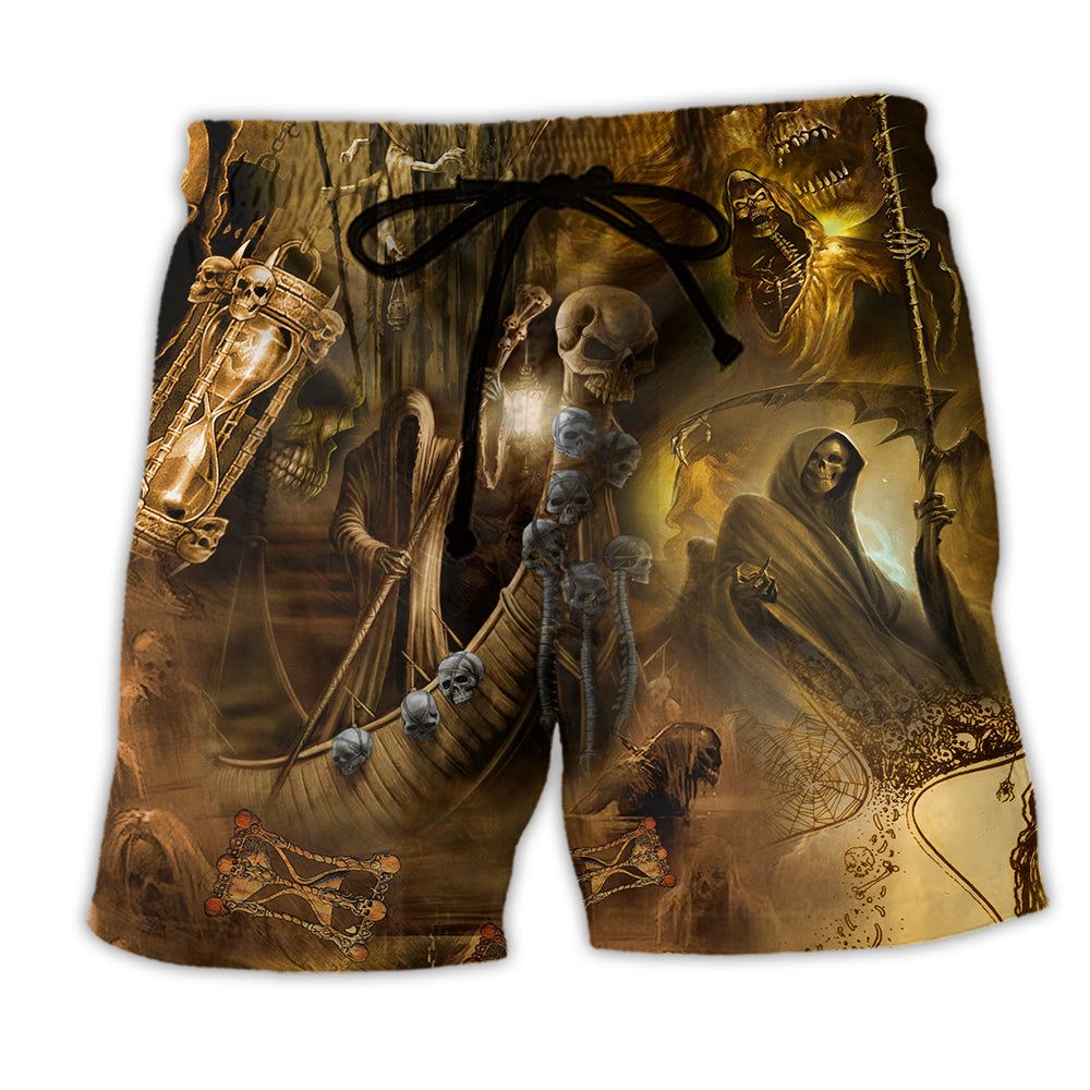 Skull Go To Hell Skull Vintage Trendy Aloha Hawaiian Beach Shorts Skull Go To Hell Skull Vintage Trendy Aloha Hawaiian Beach Shorts