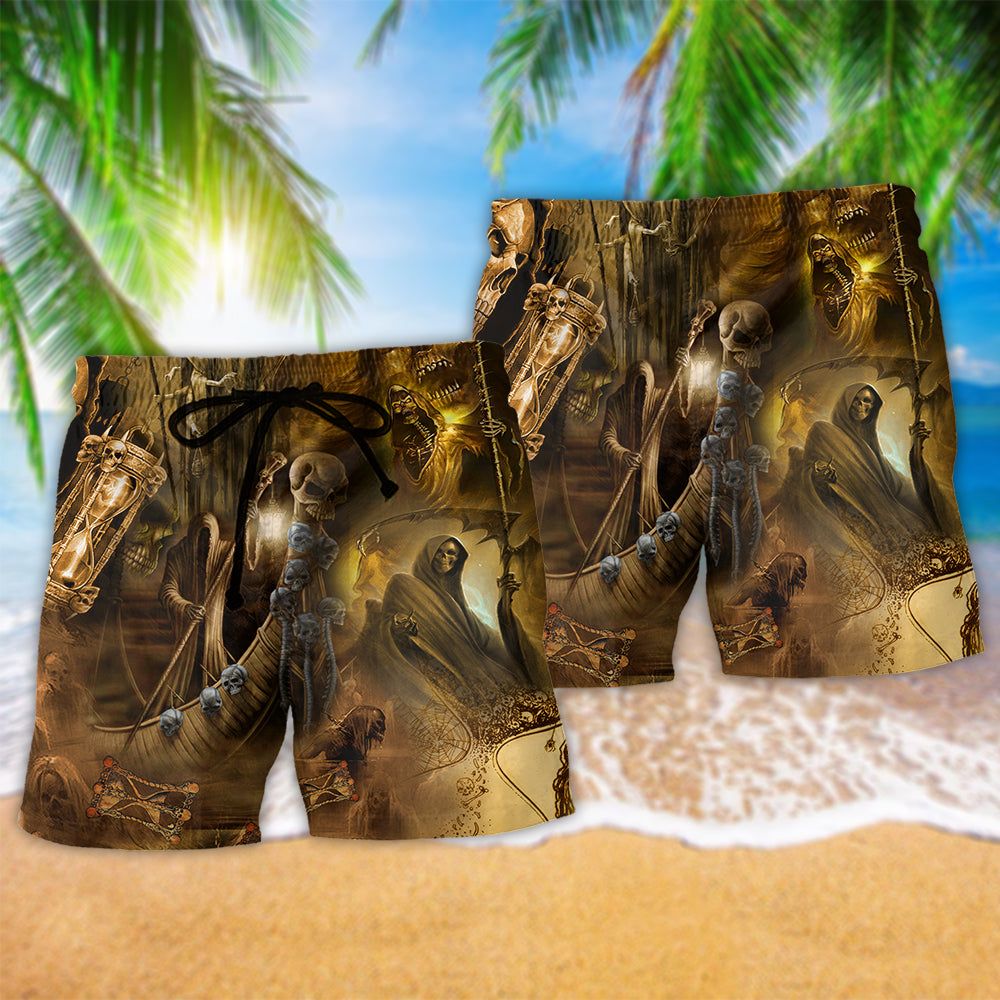 Skull Go To Hell Skull Vintage Trendy Aloha Hawaiian Beach Shorts