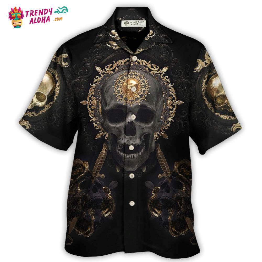 Skull Golden Skull True King Stay True Till Death Hawaiian Shirt – Trendy Aloha Skull Golden Skull True King Stay True Till Death Hawaiian Shirt – Trendy Aloha