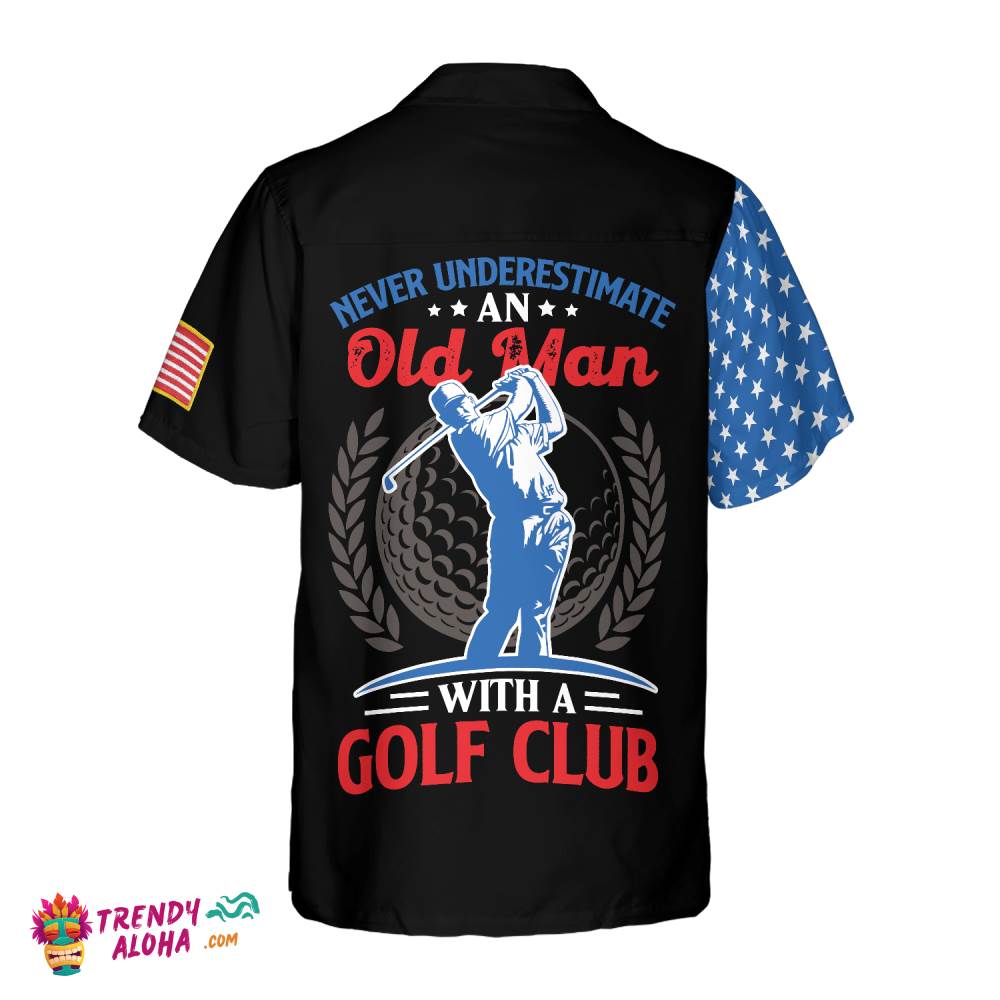 Skull Golf With American Flag Hawaiian Shirt