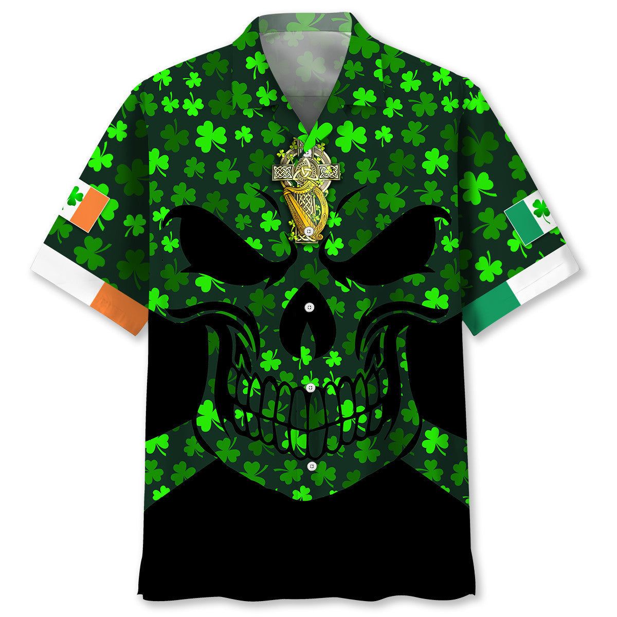 Skull Green St.Patrick Day Trendy Hawaiian Shirt