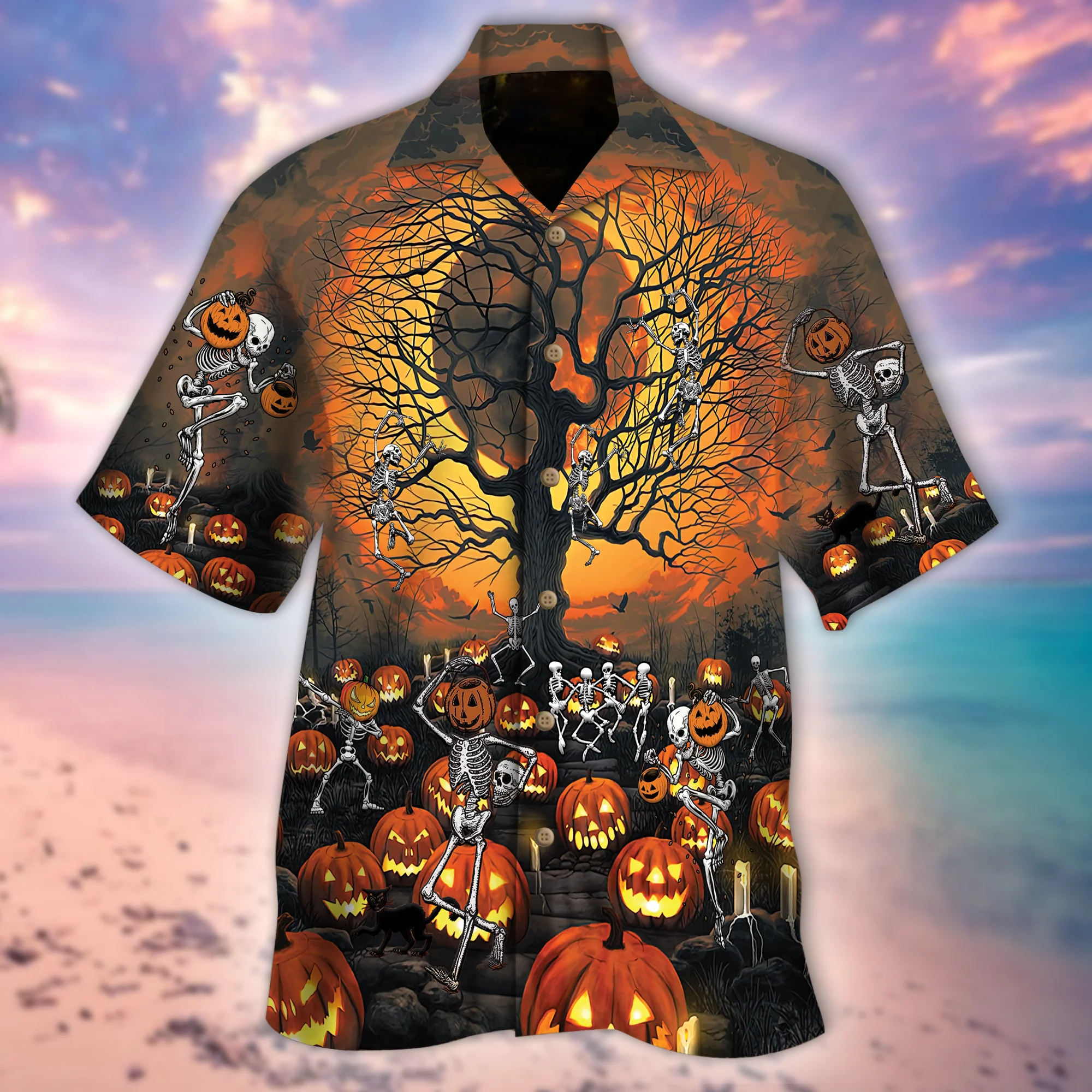 Skull Halloween Trendy Hawaiian Shirt, Skull Lover Trendy Hawaiian Shirt For