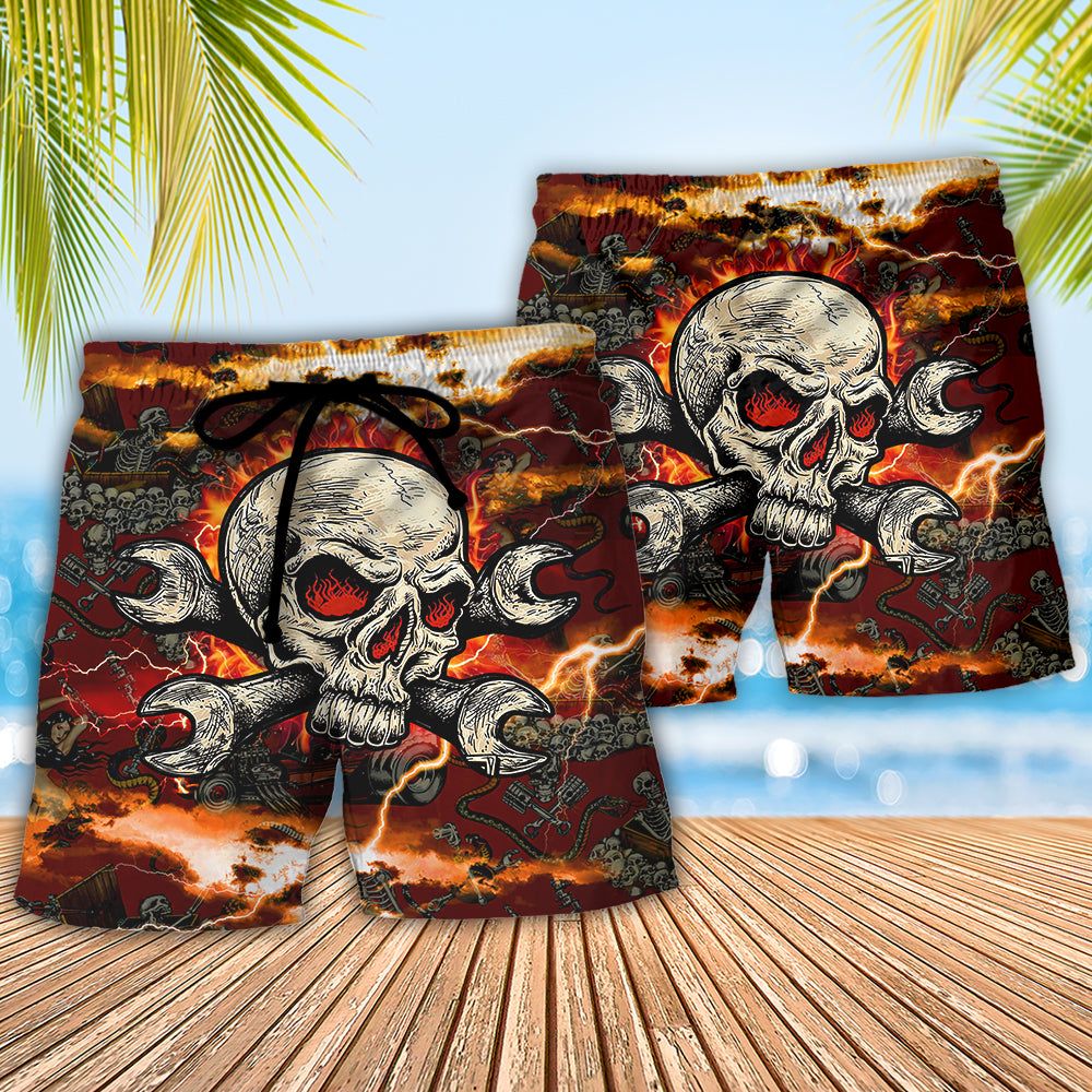Skull I Can Fix Stupid But It’s Gonna Hurt Trendy Aloha Hawaiian Beach Shorts