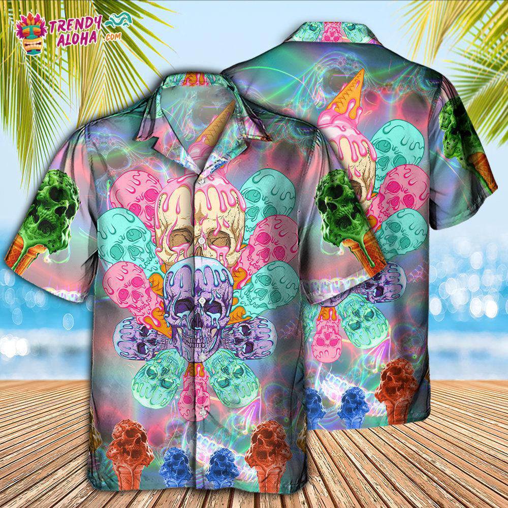 Skull Ice Cream Cooling Hawaiian Shirt – Trendy Aloha