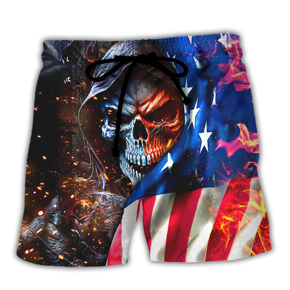 Skull If This Flag Offends You I’ll Help You Pack Trendy Aloha Hawaiian Beach Shorts
