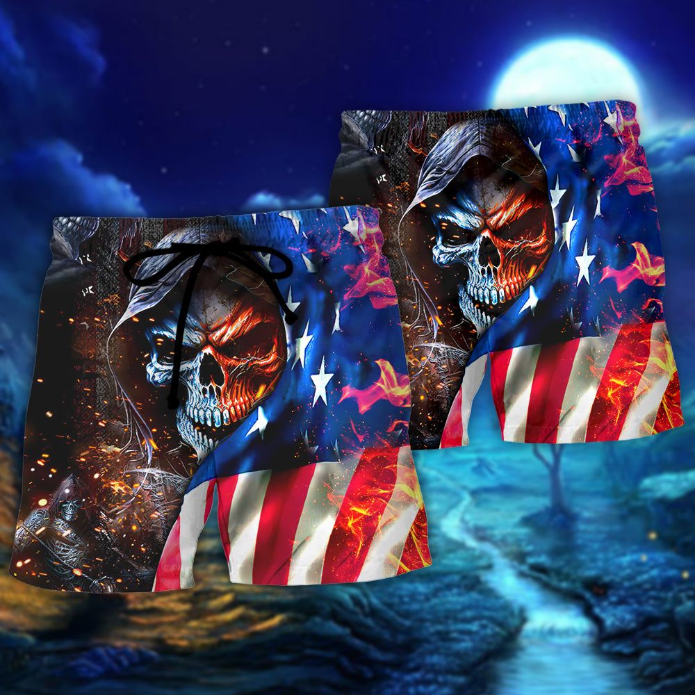 Skull If This Flag Offends You I’ll Help You Pack Trendy Aloha Hawaiian Beach Shorts