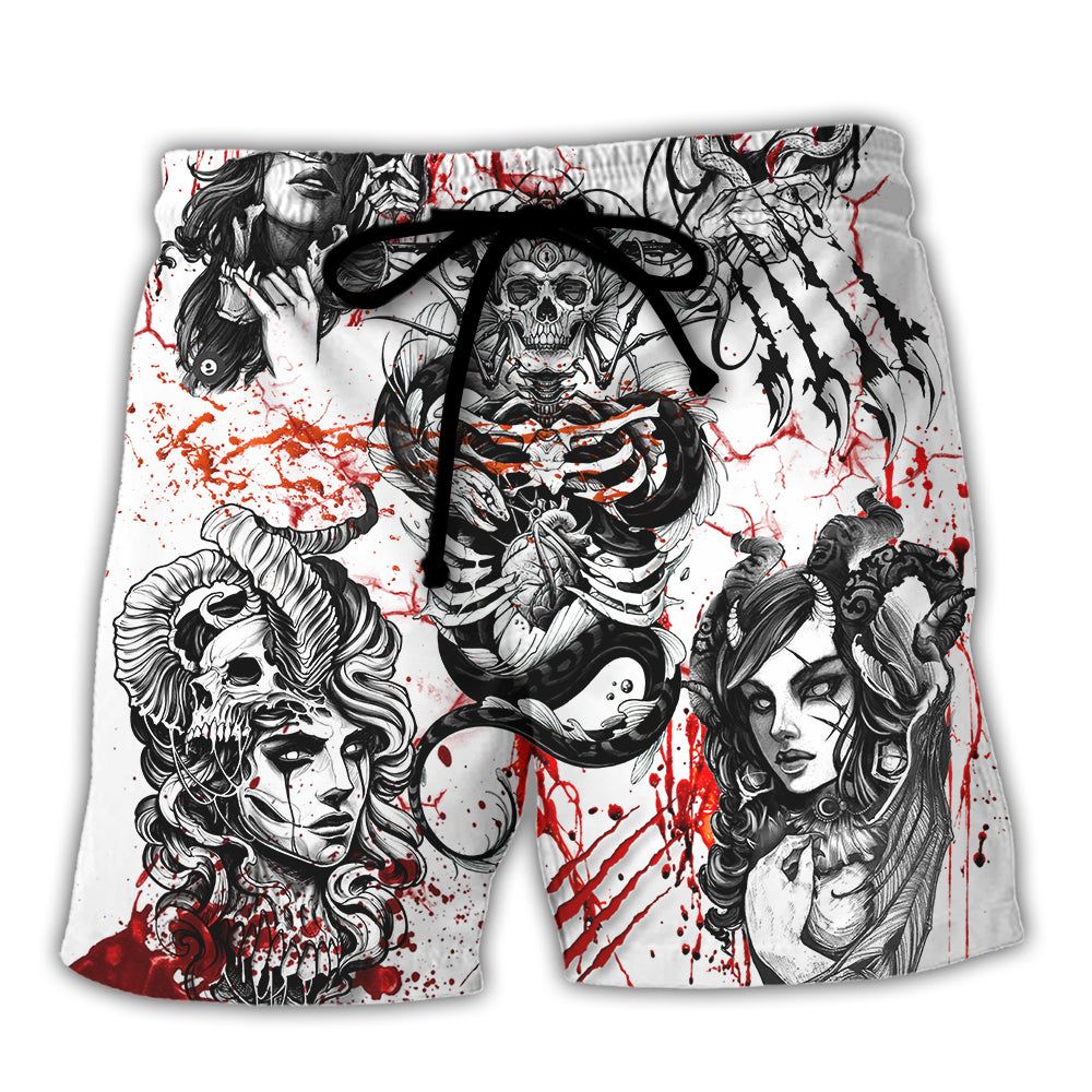 Skull I’m Not The Hero You Wanted I’m The Monster You Needed Trendy Aloha Hawaiian Beach Shorts