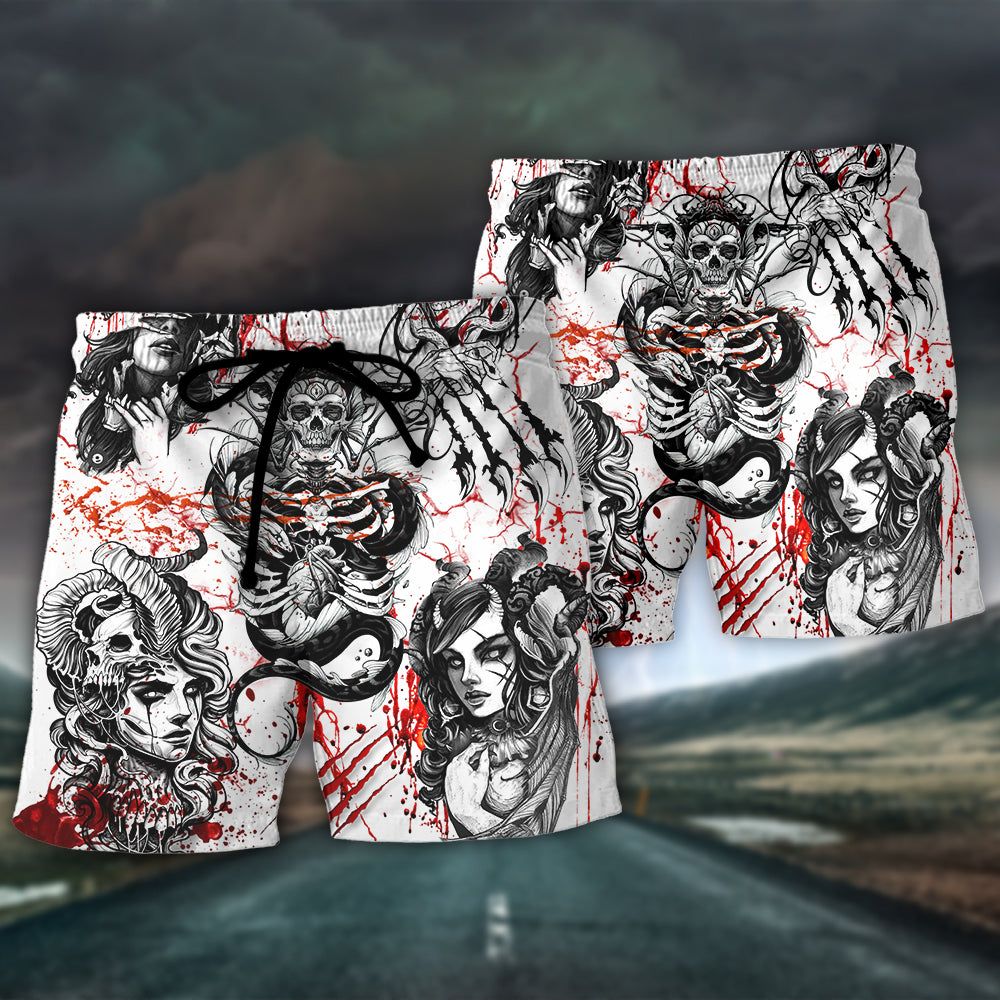 Skull I’m Not The Hero You Wanted I’m The Monster You Needed Trendy Aloha Hawaiian Beach Shorts