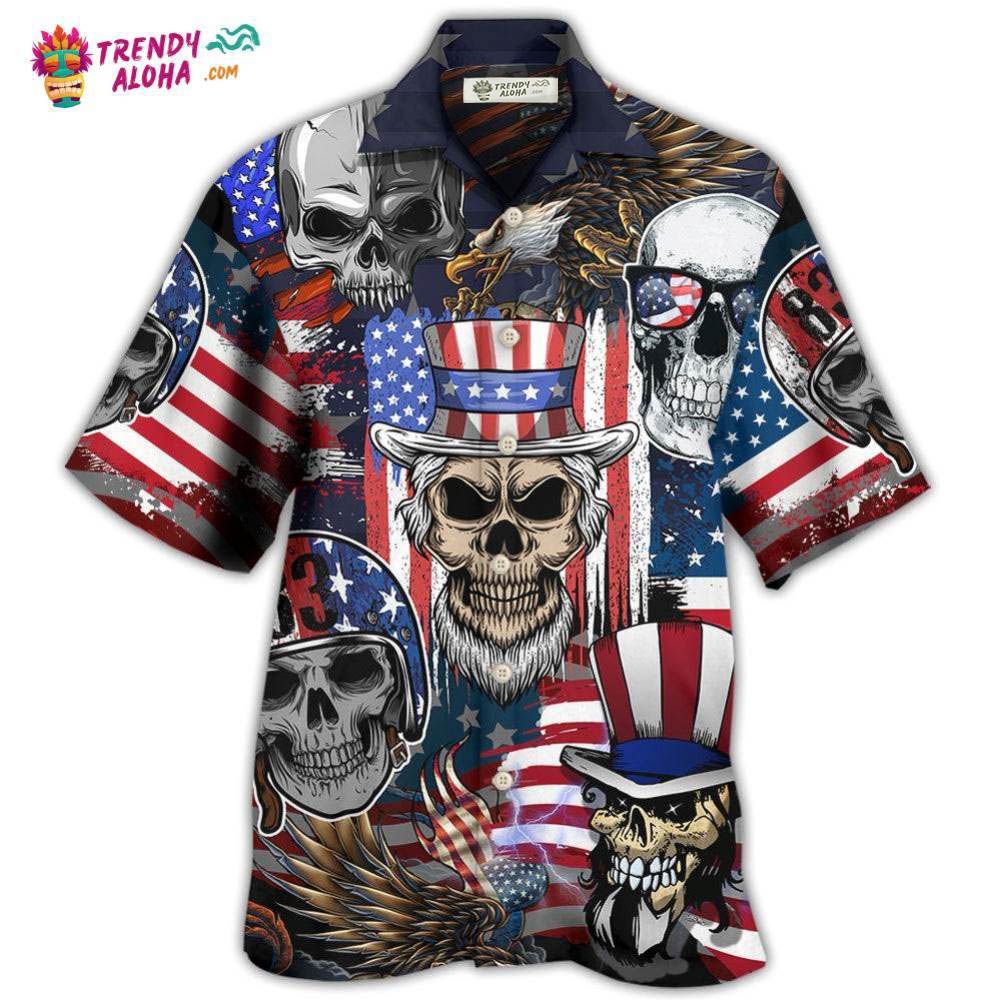 Skull Independence Day Skull Us Flag Hawaiian Shirt – Trendy Aloha Skull Independence Day Skull Us Flag Hawaiian Shirt – Trendy Aloha