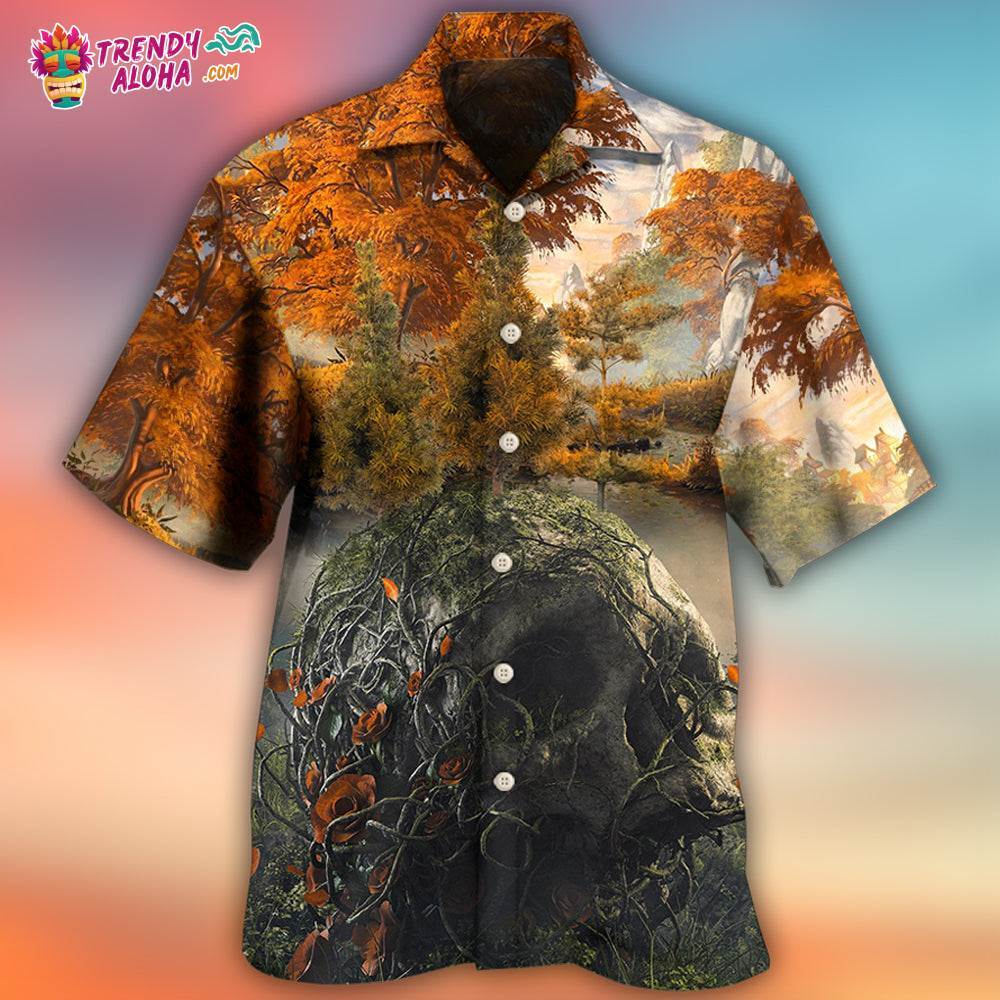 Skull Into The Forest I Go Hiking Lover Camping Hawaiian Shirt – Trendy Aloha