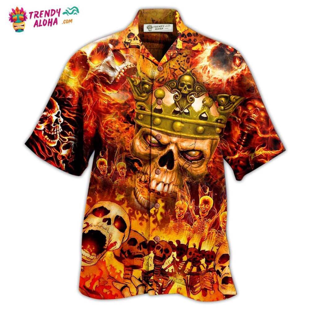Skull King On Fire Hawaiian Shirt – Trendy Aloha