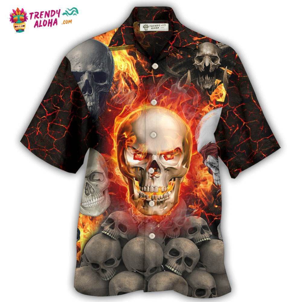 Skull Lava On Fire Hawaiian Shirt – Trendy Aloha Skull Lava On Fire Hawaiian Shirt – Trendy Aloha