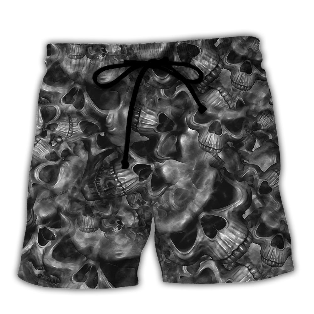 Skull Life’s True Face Is The Skull Trendy Aloha Hawaiian Beach Shorts