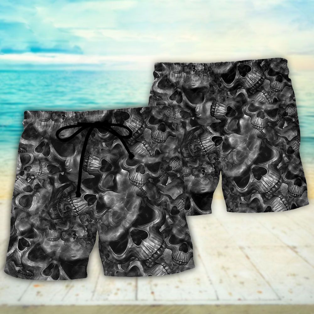 Skull Life’s True Face Is The Skull Trendy Aloha Hawaiian Beach Shorts