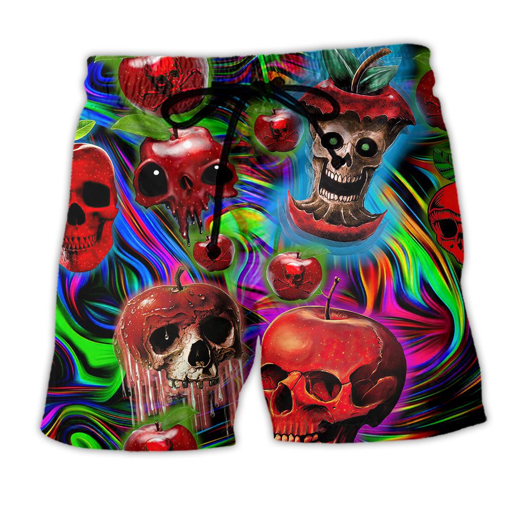 Skull Love Apple Neon Trendy Aloha Hawaiian Beach Shorts Skull Love Apple Neon Trendy Aloha Hawaiian Beach Shorts