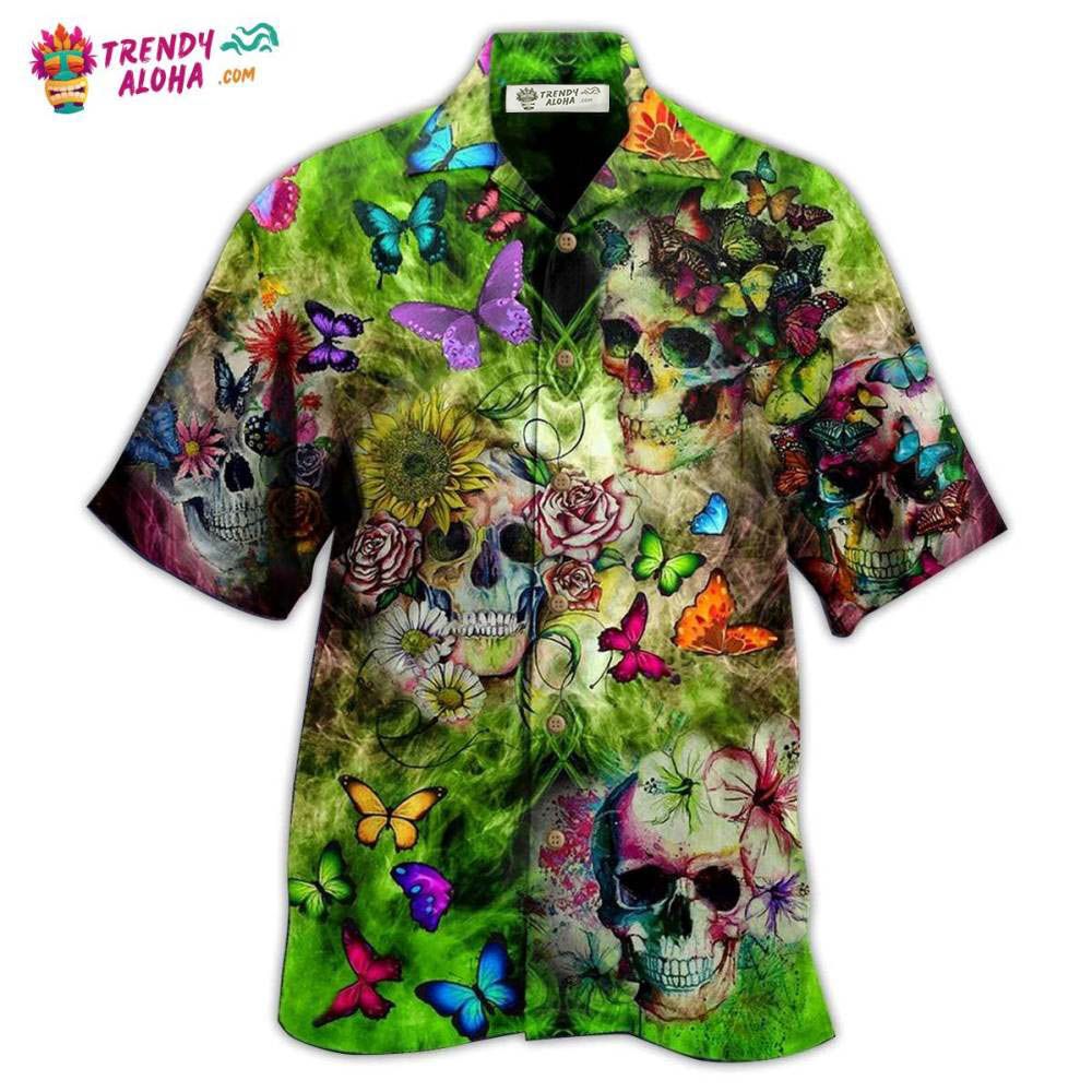Skull Love Butterfly Hawaiian Shirt – Trendy Aloha