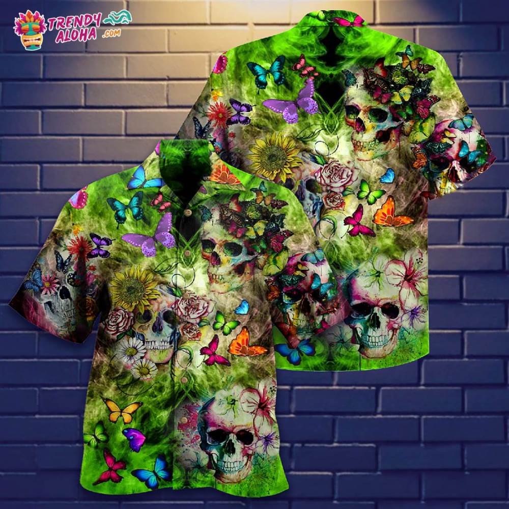 Skull Love Butterfly Hawaiian Shirt – Trendy Aloha