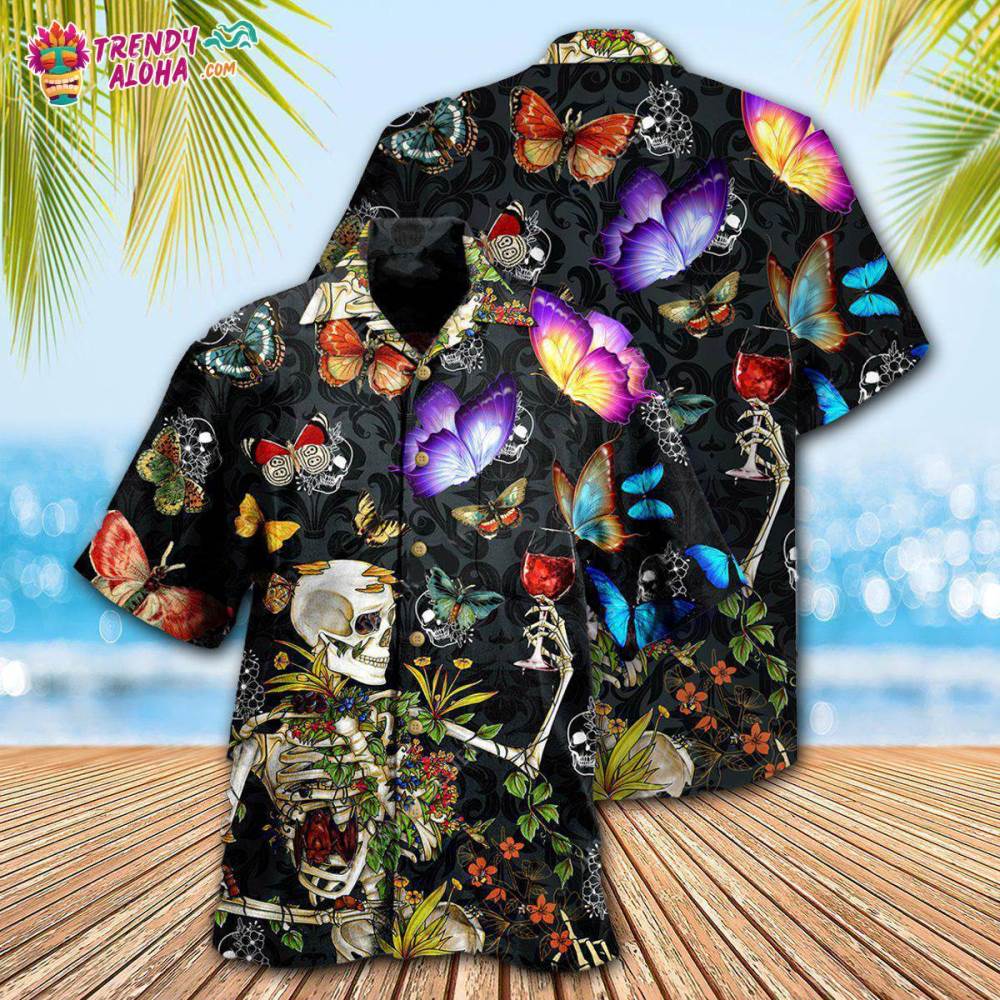 Skull Love Butterfly Overnight Hawaiian Shirt – Trendy Aloha