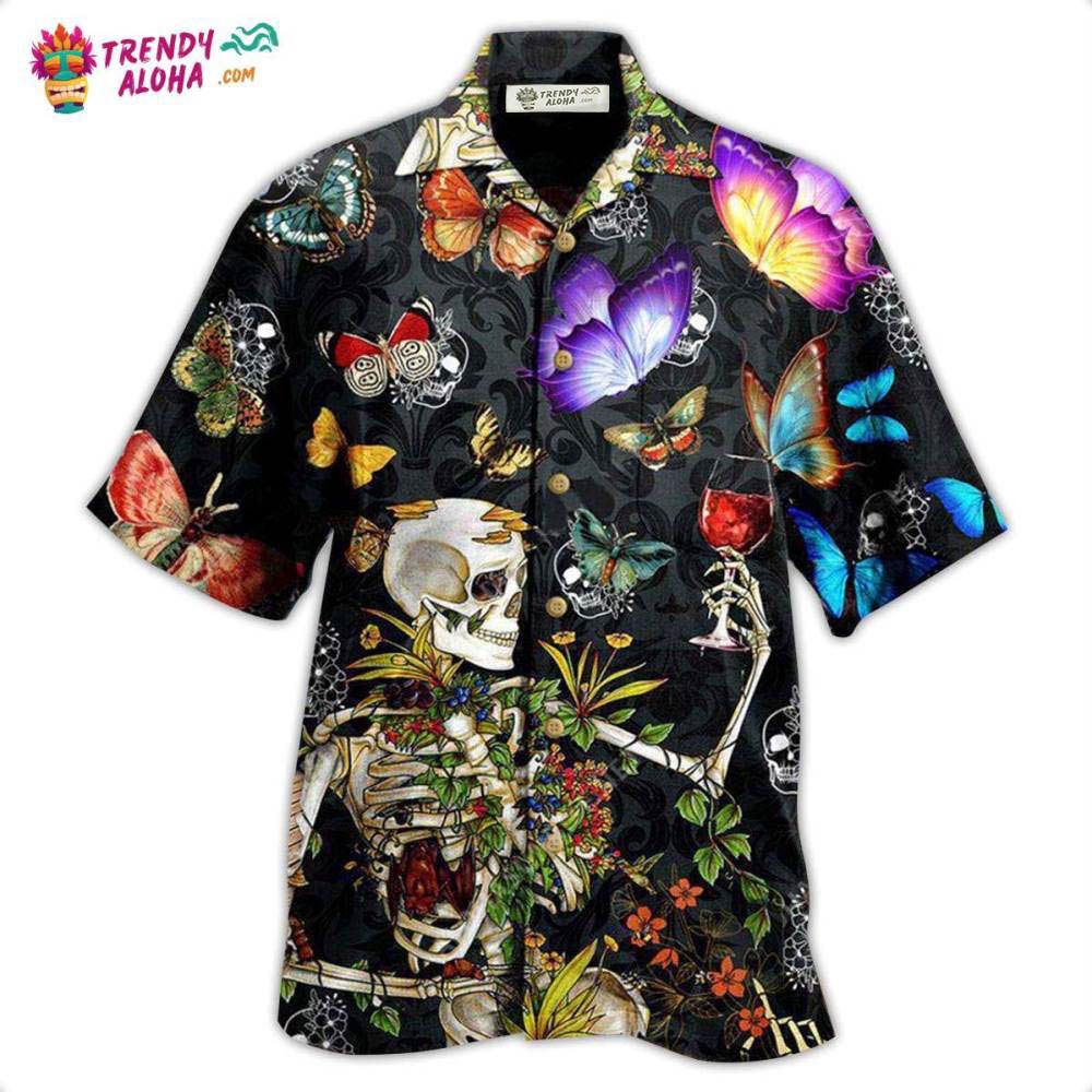 Skull Love Butterfly Overnight Hawaiian Shirt – Trendy Aloha
