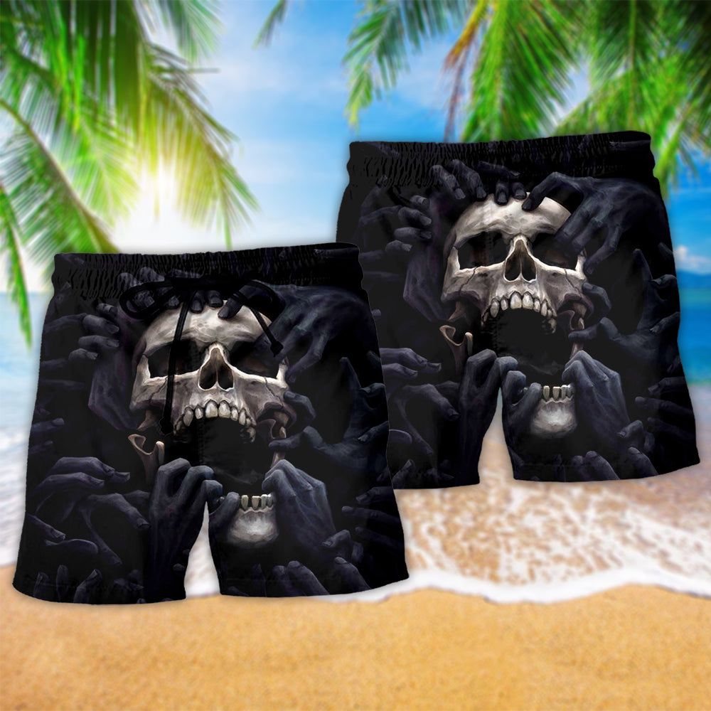 Skull Love Cool Darkness Trendy Aloha Hawaiian Beach Shorts