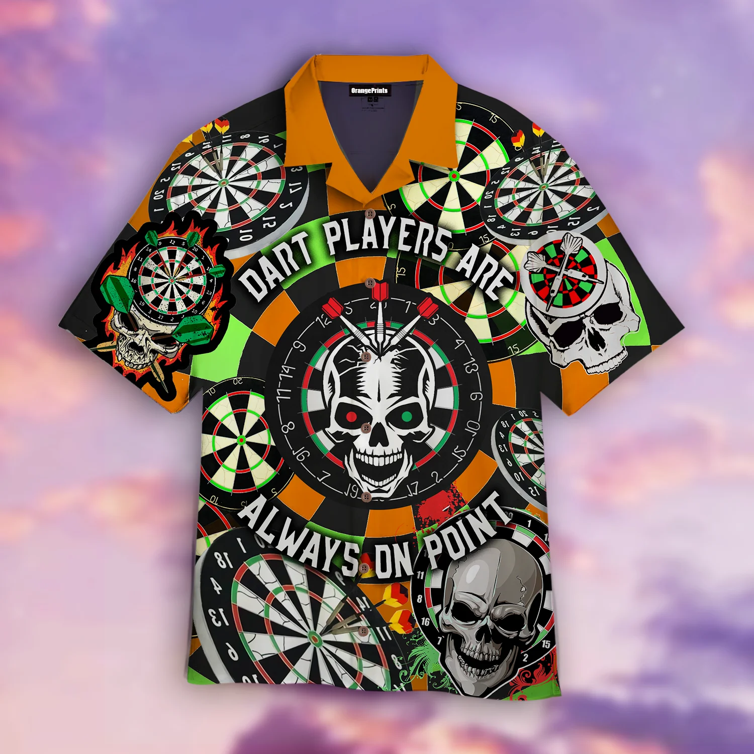 Skull Love for Dart Enthusiasts in Aloha Shirt