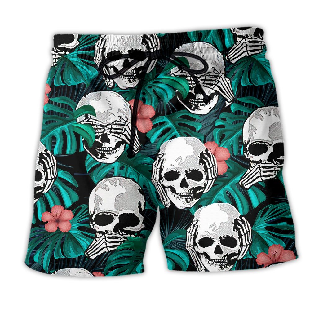 Skull Love Life Tropical Floral Trendy Aloha Hawaiian Beach Shorts Skull Love Life Tropical Floral Trendy Aloha Hawaiian Beach Shorts