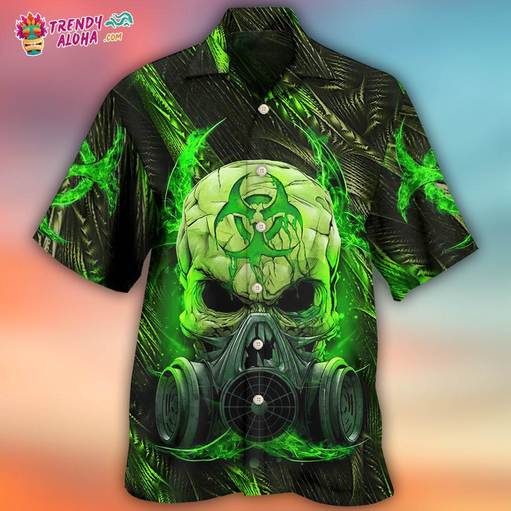 Skull Mask Green Lighting Hawaiian Shirt – Trendy Aloha