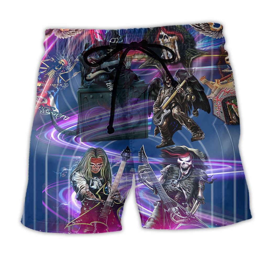 Skull Music Crazy Neon Trendy Aloha Hawaiian Beach Shorts Skull Music Crazy Neon Trendy Aloha Hawaiian Beach Shorts