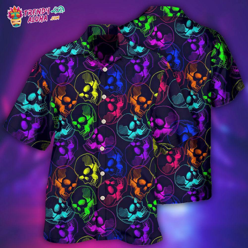 Skull Neon Big Cool Hawaiian Shirt – Trendy Aloha