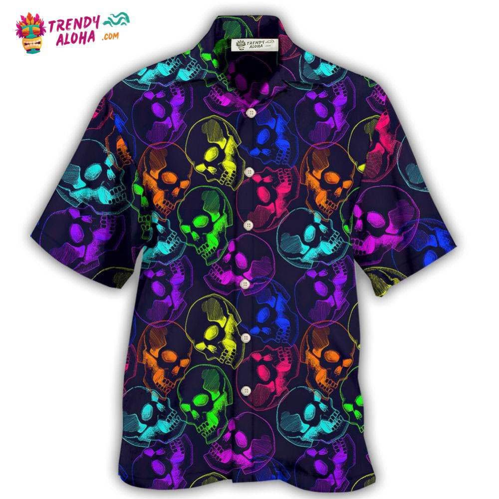 Skull Neon Big Cool Hawaiian Shirt – Trendy Aloha Skull Neon Big Cool Hawaiian Shirt – Trendy Aloha
