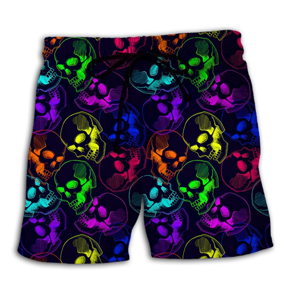 Skull Neon So Cool Trendy Aloha Hawaiian Beach Shorts Skull Neon So Cool Trendy Aloha Hawaiian Beach Shorts