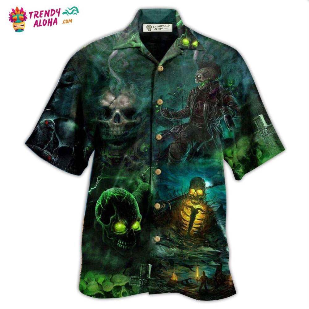 Skull No Flesh No Brain But Still In Pain Dark Style Hawaiian Shirt – Trendy Aloha