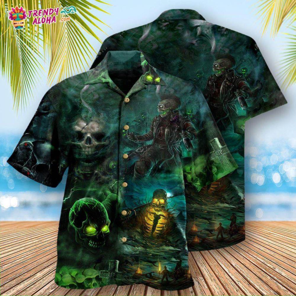 Skull No Flesh No Brain But Still In Pain Dark Style Hawaiian Shirt – Trendy Aloha
