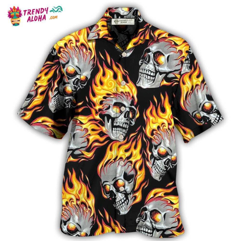 Skull On Fire Hawaiian Shirt – Trendy Aloha Skull On Fire Hawaiian Shirt – Trendy Aloha