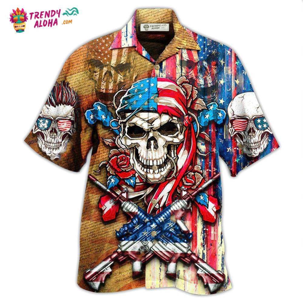 Skull Patriotic Flower America Hawaiian Shirt – Trendy Aloha Skull Patriotic Flower America Hawaiian Shirt – Trendy Aloha