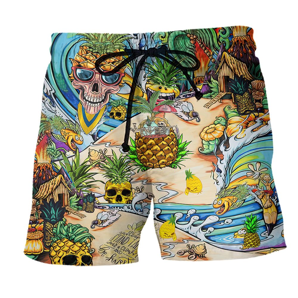 Skull Pineapple Amazing Style Trendy Aloha Hawaiian Beach Shorts