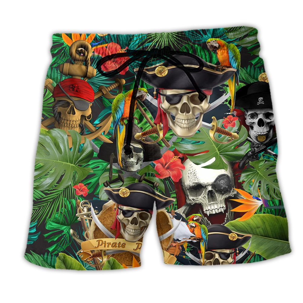 Skull Pirates Make Ledgends Tropical Floral Trendy Aloha Hawaiian Beach Shorts Skull Pirates Make Ledgends Tropical Floral Trendy Aloha Hawaiian Beach Shorts