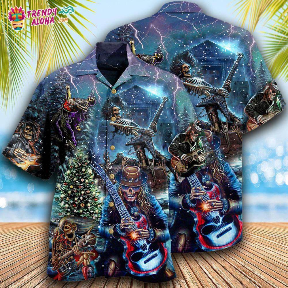 Skull Playing Rock Party Music Hawaiian Shirt – Trendy Aloha
