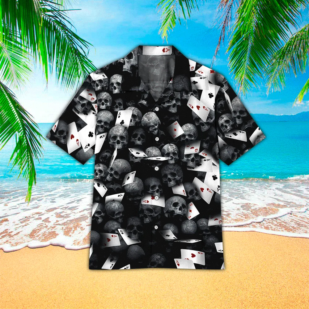 Skull Pocker Black Trendy Hawaiian Shirt, Gift For Skull Lovers, Trendy Hawaiian Shirt For Men, Women, Adult
