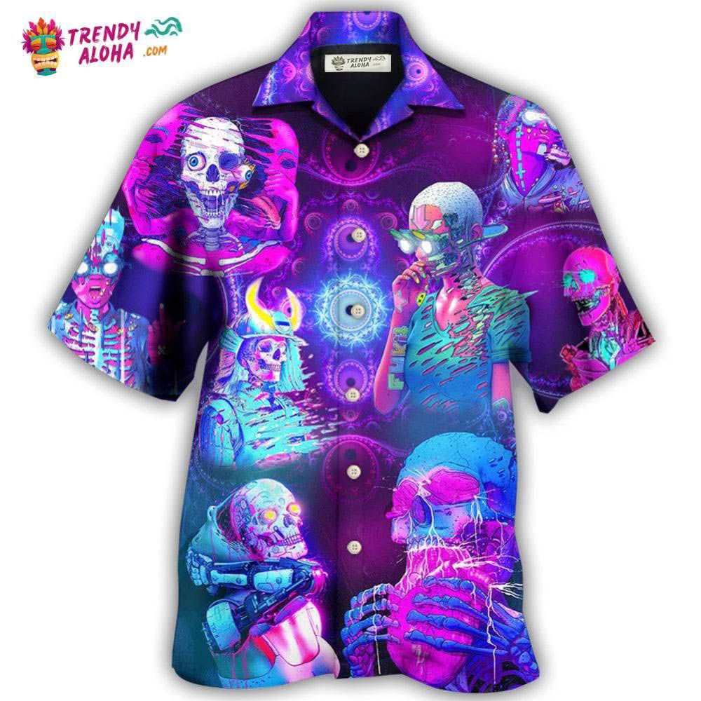 Skull Psychic Skull Face Future Style With Purple Hawaiian Shirt – Trendy Aloha Skull Psychic Skull Face Future Style With Purple Hawaiian Shirt – Trendy Aloha