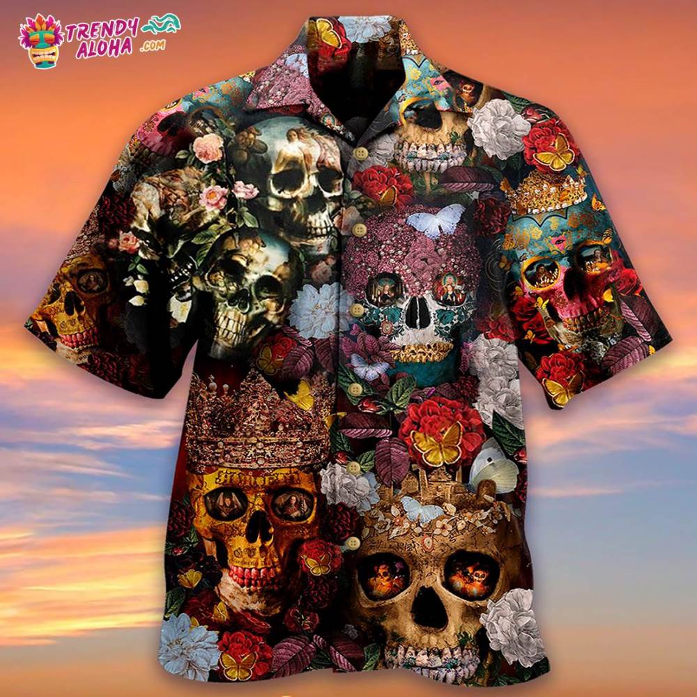 Skull Queen Love Flowers Hawaiian Shirt – Trendy Aloha