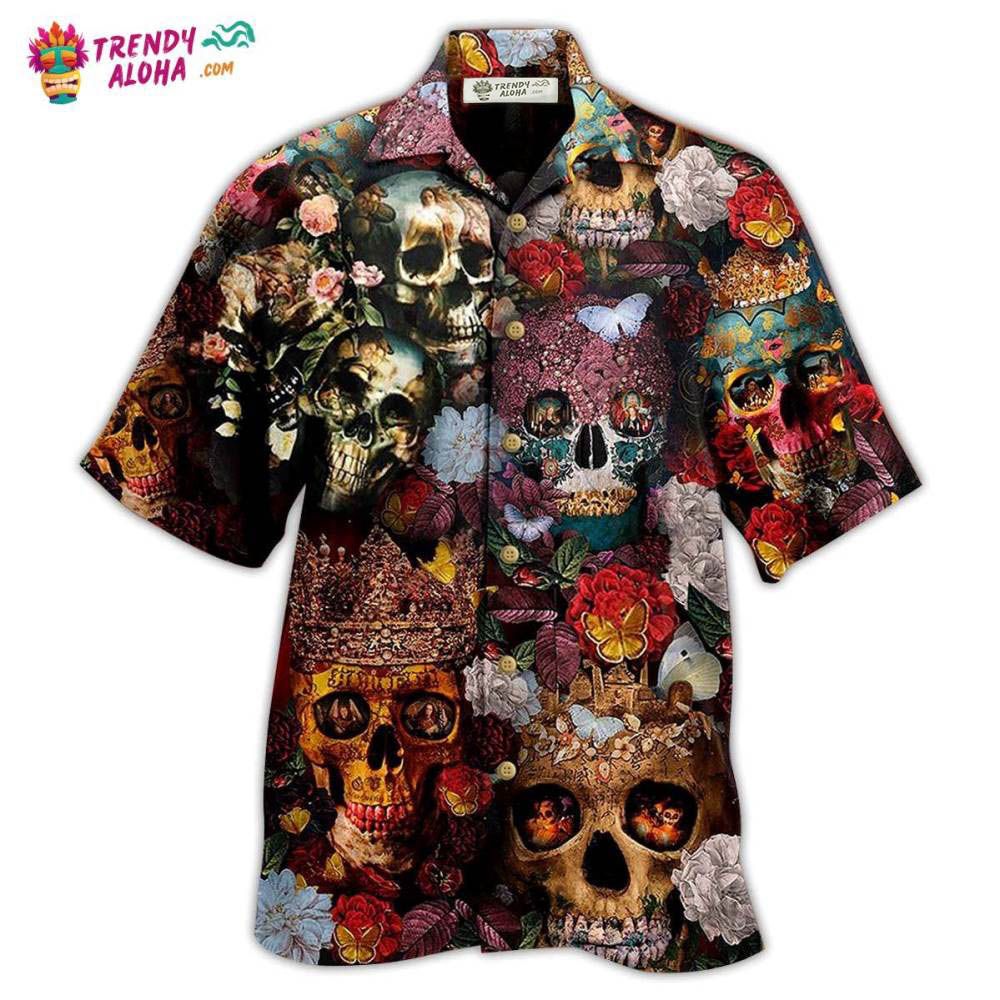 Skull Queen Love Flowers Hawaiian Shirt – Trendy Aloha