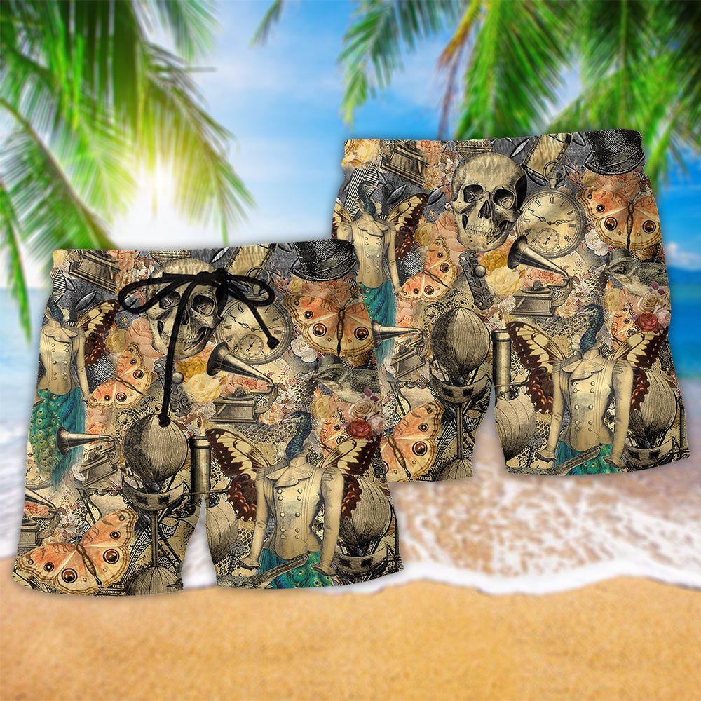 Skull Retro Amazing Style Trendy Aloha Hawaiian Beach Shorts