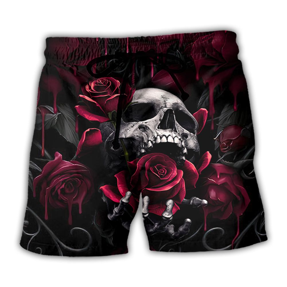 Skull Rose Blood Dark Screaming Trendy Aloha Hawaiian Beach Shorts Skull Rose Blood Dark Screaming Trendy Aloha Hawaiian Beach Shorts