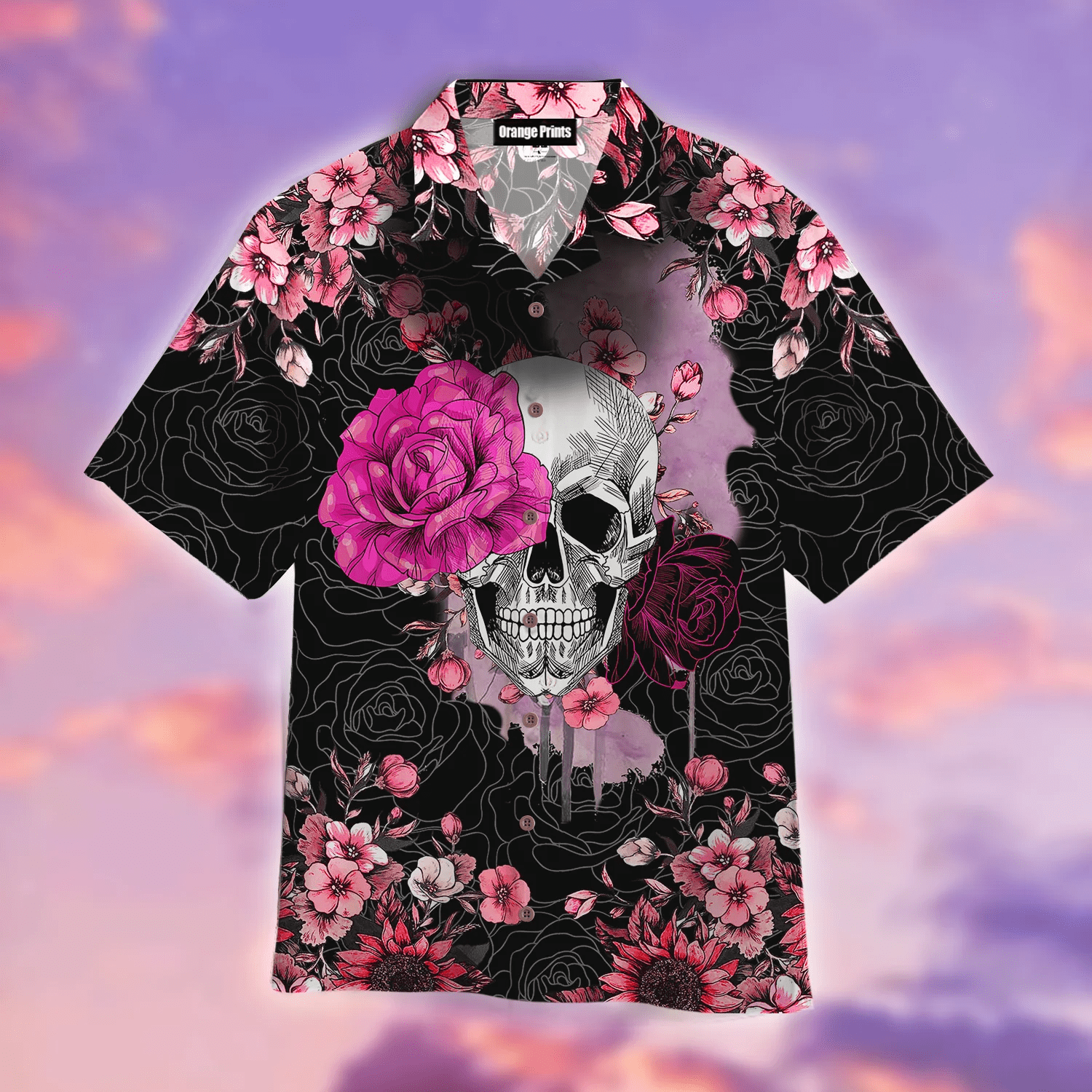 Skull Rose Flower Trendy Hawaiian Shirt For Skull Rose Flower Trendy Hawaiian Shirt For