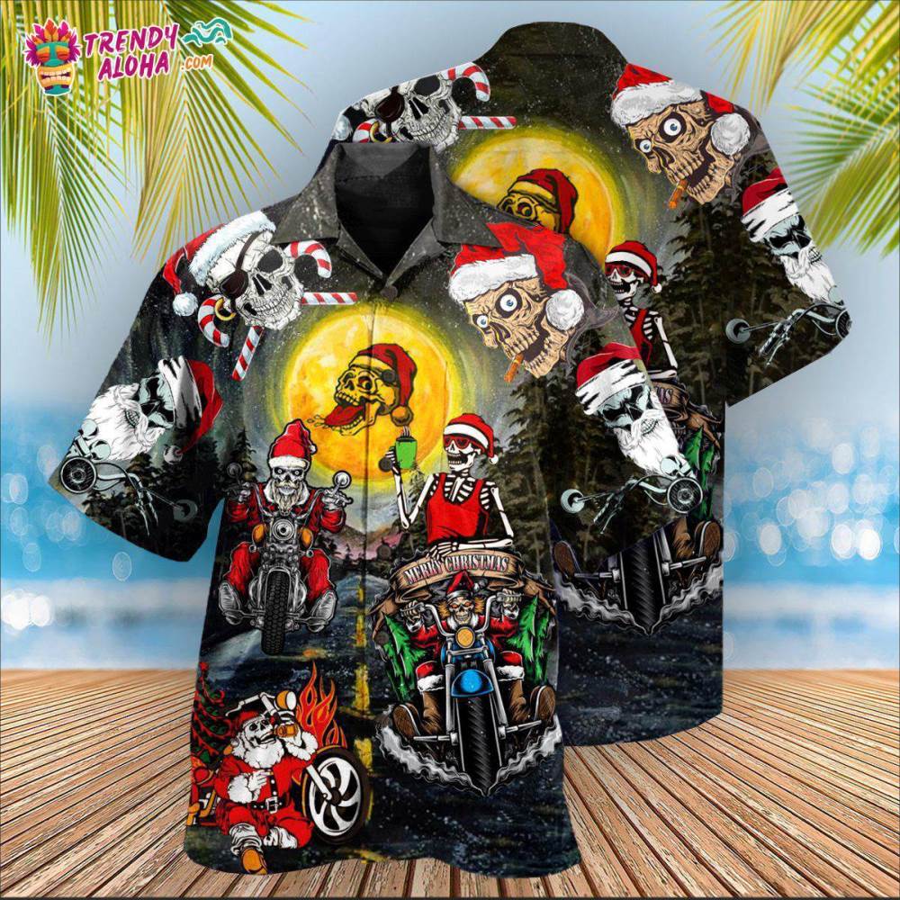 Skull Santa Skull Is Racing To You Hawaiian Shirt – Trendy Aloha