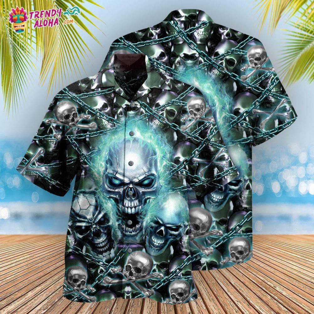 Skull Screaming Blue Style Hawaiian Shirt – Trendy Aloha