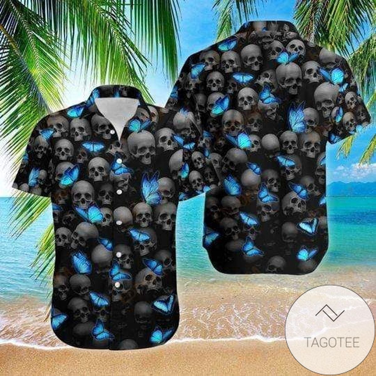 Skull Series Exquisite Butterfly Pattern Hawaiian Shirt for Special Days